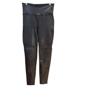 SPANX Best Sellers Faux Leather Moto‎ Leggings Black Compression Booty Lift MED